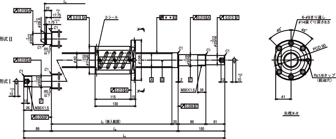標準ボールねじ（軸端完成品)｜工作機械用ボールねじ SA | 日本