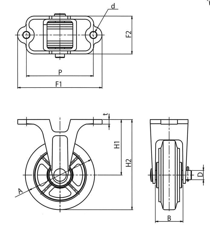 ぴったり製品 ヨドノ 鋳物重量用キャスター 許容荷重１１０７．４ 取付穴径１５ｍｍ 1個 (MUHA-MG300X75) その他 