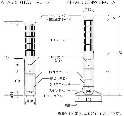 積層情報表示灯 LA6-POE | パトライト ｜ 製品情報 ｜ MEKASYS（メカシス）
