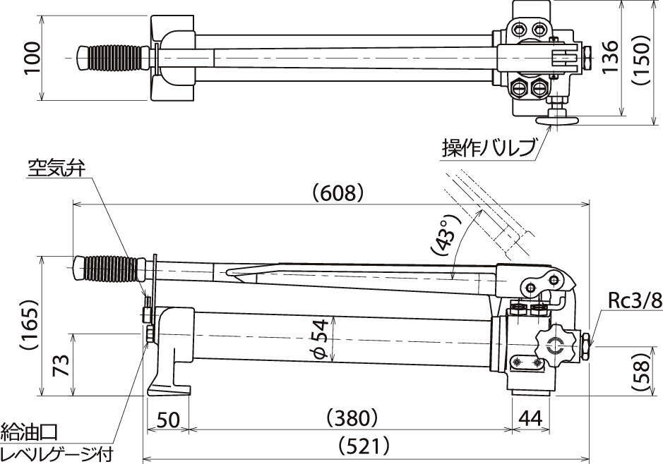 保障できる 理研商会 手動油圧ポンプ 単動 アルミタイプ P-1B-AL 1点